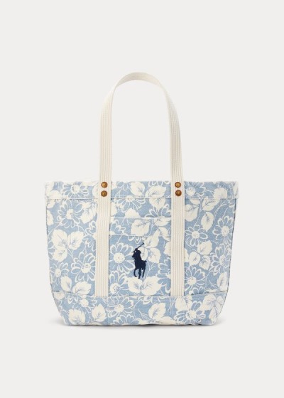 Women's Polo Ralph Lauren Canvas Floral Medium Tote Bags | 740385EWL